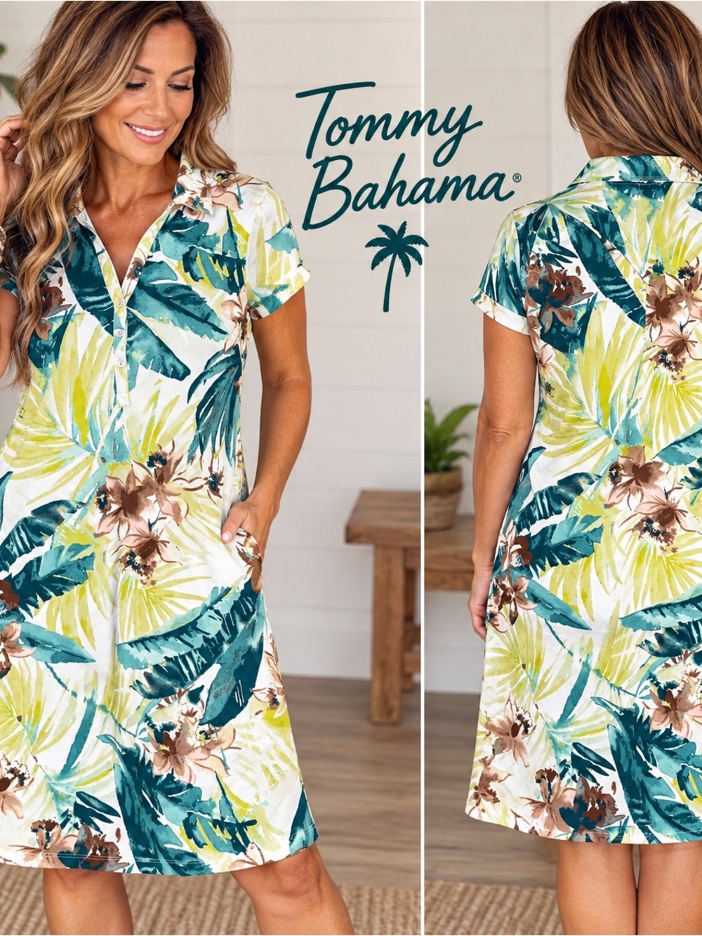 Tommy Bahama Women’s M Tropical Floral Dress Resort Stretch Casual Stretch